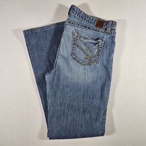 BKE Jeans Womens 34 x 31.5 Kate Light Wash Stretch Bootcut Denim Distressed